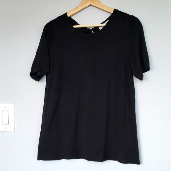 LOFT black tie at back short sleeved sweater - Picture 2 of 10